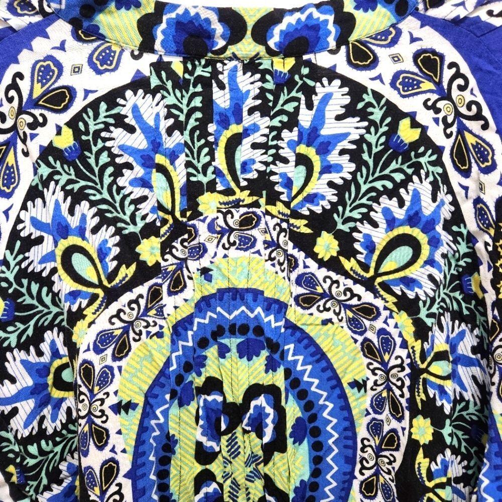 Ashley Stewart Boho Tunic Blue Yellow Floral Paisley Hi-Lo Hem Plus Size 3X - Picture 5 of 5